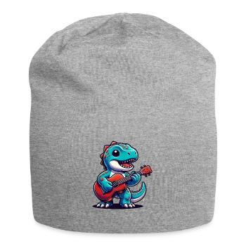 Süßer Dino Gitarrist Design - Jersey-Beanie - Grau meliert - Vorne
