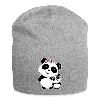 La famille des amis du panda mignon - Bonnet en jersey - gris chiné - Devant