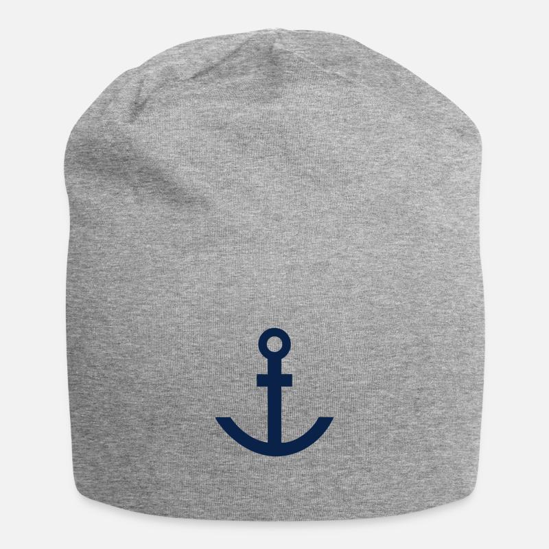 Anker blau - Jersey-Beanie - Grau meliert