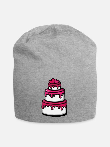 Hochzeitstorte Pink Geschenkidee - Herzen - Jersey-Beanie - Grau meliert