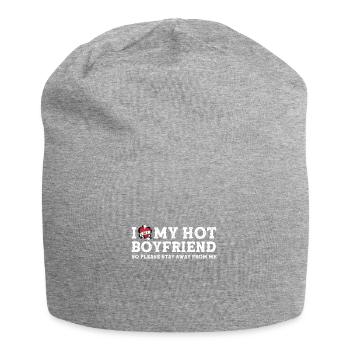 Ich liebe meinen heißen Freund - also halte dich bitte von mir fern - Jersey-Beanie - Grau meliert - Vorne