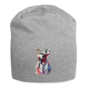 Dog hipster graphic art #dog - Jersey Beanie - heather grey - Front