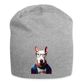 Hipster Hund Bullterrier #Bullterrier - Jersey-Beanie - Grau meliert - Vorne