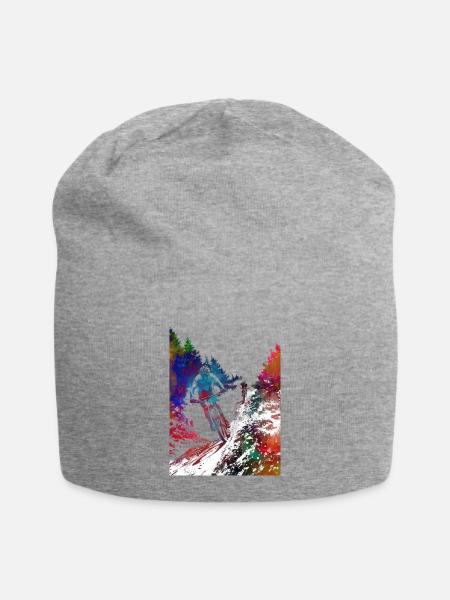 Mountainbiker Sport Kunst - Jersey-Beanie - Grau meliert