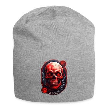 Totenkopf - Jersey-Beanie - Grau meliert - Vorne