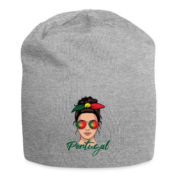 Fille Portugaise Femme Drapeau Portugal - Bonnet en jersey - gris chiné - Devant