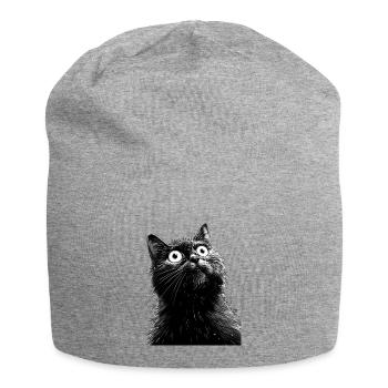 Schwarze Katze Henry - Jersey-Beanie - Grau meliert - Vorne