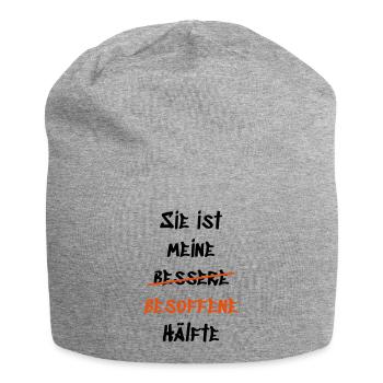 Sie ist meine besoffene Hälfte - Jersey-Beanie - Grau meliert - Vorne