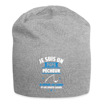 Papa pêcheur,Cadeau fête des pères,Pêche,papa - Bonnet en jersey - gris chiné - Devant