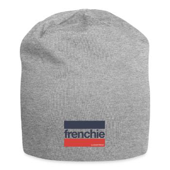 Frenchie Stripes - Französische Bulldogge - Jersey-Beanie - Grau meliert - Vorne