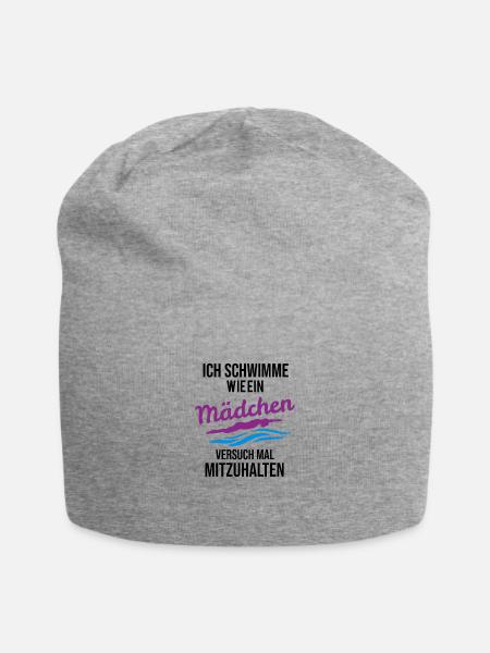 ich schwimme wie ein maedchen Schwimmer - Jersey-Beanie - Grau meliert