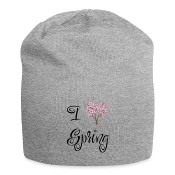 Spring | Spring | Tree | Flowers | Sunshine - Jersey Beanie - heather grey - Front
