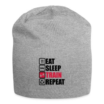 eat sleep train repeat,gym,bodybuilding - Jersey-Beanie - Grau meliert - Vorne
