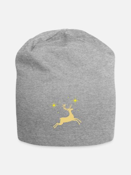 Rentier Weihnachten - Jersey-Beanie - Grau meliert
