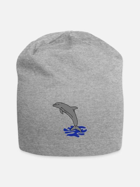 springender Delphin Delfin jumping dolphin - Jersey-Beanie - Grau meliert