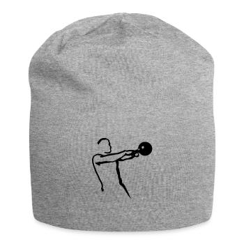 Kettlebell Swing groß - Jersey-Beanie - Grau meliert - Vorne