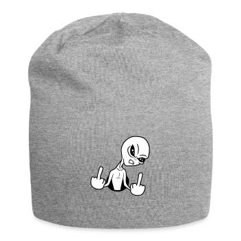 loch beleidigen wichser mittelfinger fuck you off - Jersey-Beanie - Grau meliert - Vorne