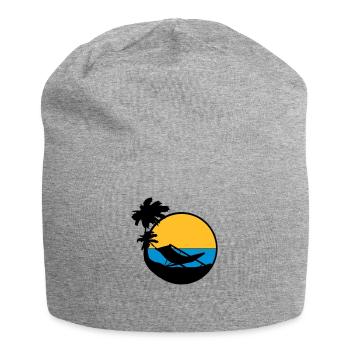 palmen sun silhouette lounge chair beach chair url - Jersey Beanie - heather grey - Front