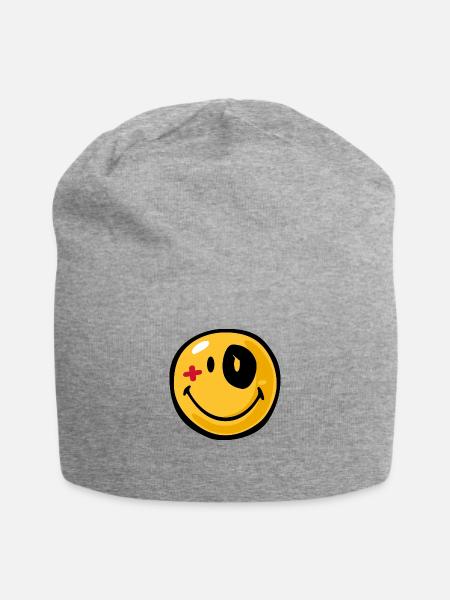 Smiley black eyed - Jersey-Beanie - Grau meliert