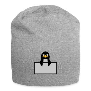 Alberner Penguin behind Schild - Jersey Beanie - heather grey - Front