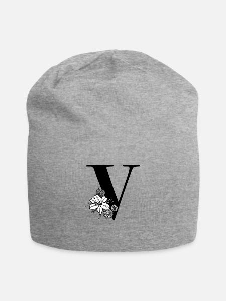 Letter V - Jersey Beanie - heather grey