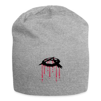 blood drop anarchy symbol - Jersey Beanie - heather grey - Front