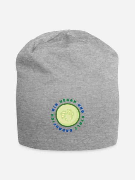 VEGAN UND STOLZ DARAUF - Vegan Pride Design - Jersey-Beanie - Grau meliert