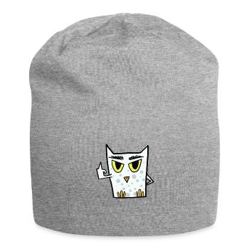 Fuck you owl montre un doigt d’honneur - Bonnet en jersey - gris chiné - Devant