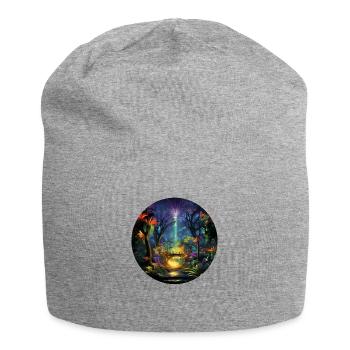 Urbanes Neon-Abenteuer: Entdecke den Neon Jungle - Jersey-Beanie - Grau meliert - Vorne