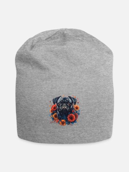 Mops - Jersey-Beanie - Grau meliert