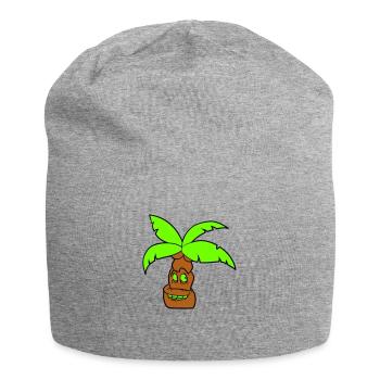 Lustige Palme Gesicht Insel Urlaub Glücklich Comic - Jersey-Beanie - Grau meliert - Vorne