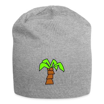 Palme Insel Baum Strand Urlaub Kokosnuss Meer Cool - Jersey-Beanie - Grau meliert - Vorne