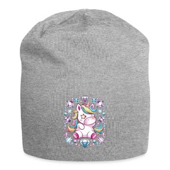 Süßes Kawaii Einhorn mit brillianten Farben - Jersey-Beanie - Grau meliert - Vorne