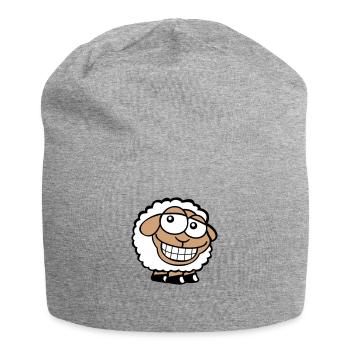 Schaf Grinsen Guckt Doof Frech Lächeln Glücklich - Jersey-Beanie - Grau meliert - Vorne