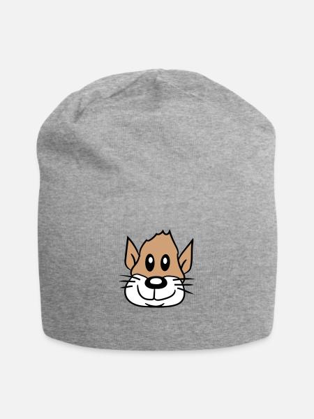 Hund Gesicht Kleines Glückliches Haustier Kopf Süß - Jersey-Beanie - Grau meliert