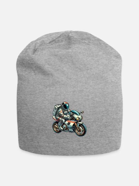 Astronaut Motorrad - Jersey-Beanie - Grau meliert