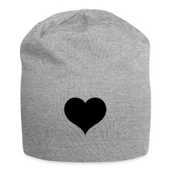 Coeur noir - Bonnet en jersey - gris chiné - Devant