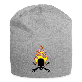 fire_skull_bones_b_3c - Bonnet en jersey - gris chiné - Devant
