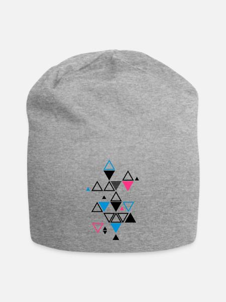 grafisches Muster - Jersey-Beanie - Grau meliert