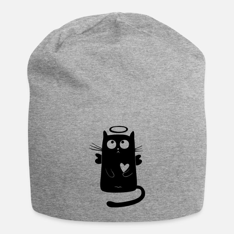 Engel Katze - Jersey-Beanie - Grau meliert