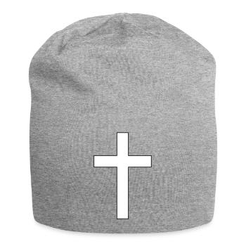 Kreuz Christentum - Jersey-Beanie - Grau meliert - Vorne