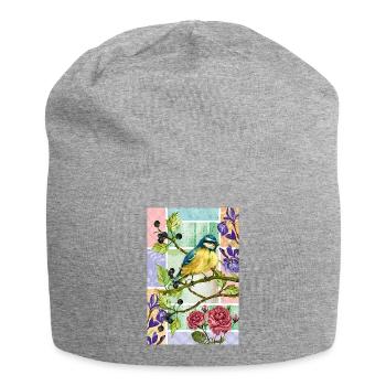 Titmouse in the garden - Jersey Beanie - heather grey - Front