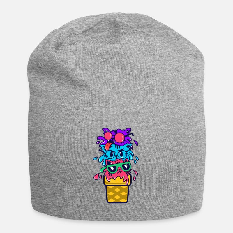 Katzen Eiscreme Geschenk - Jersey-Beanie - Grau meliert