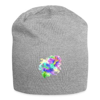 Ladybug flower star design hand drawn - Jersey Beanie - heather grey - Front
