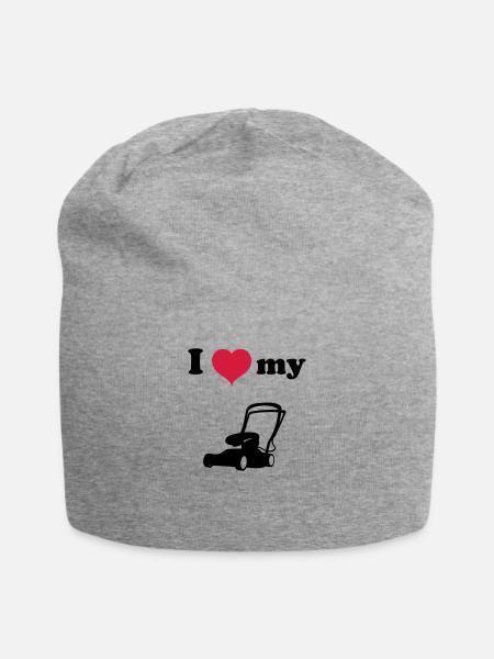 Tondeuse à gazon tondre le gazon vert gazon cadeau - Bonnet en jersey - gris chiné