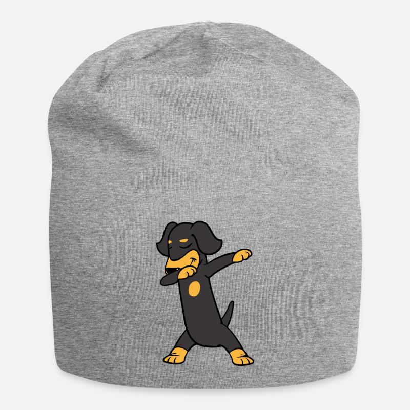Dabbing Dab Dachshund Teckel Dackel Hund Tanzen - Jersey-Beanie - Grau meliert