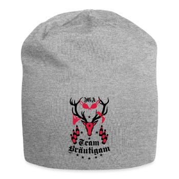 173 Hirsch JGA Team Bräutigam Bier Freunde - Jersey-Beanie - Grau meliert - Vorne