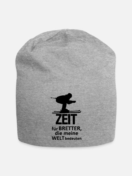 Ski Skifahren Skifahrer Sport Winter Geschenk - Jersey-Beanie - Grau meliert