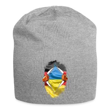 Germany German with Ukraine Heart - Jersey Beanie - heather grey - Front