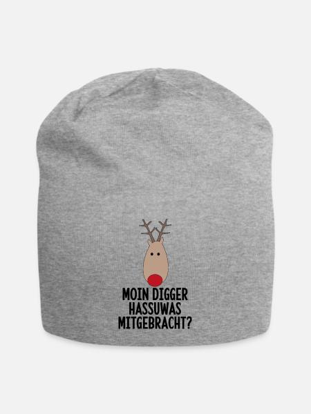 lustige Weihnachten - Jersey-Beanie - Grau meliert